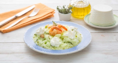 Risotto met Ricotta, asperges en garnalen - Galbani